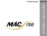 McIntosh MAC-1700 - Owners manual